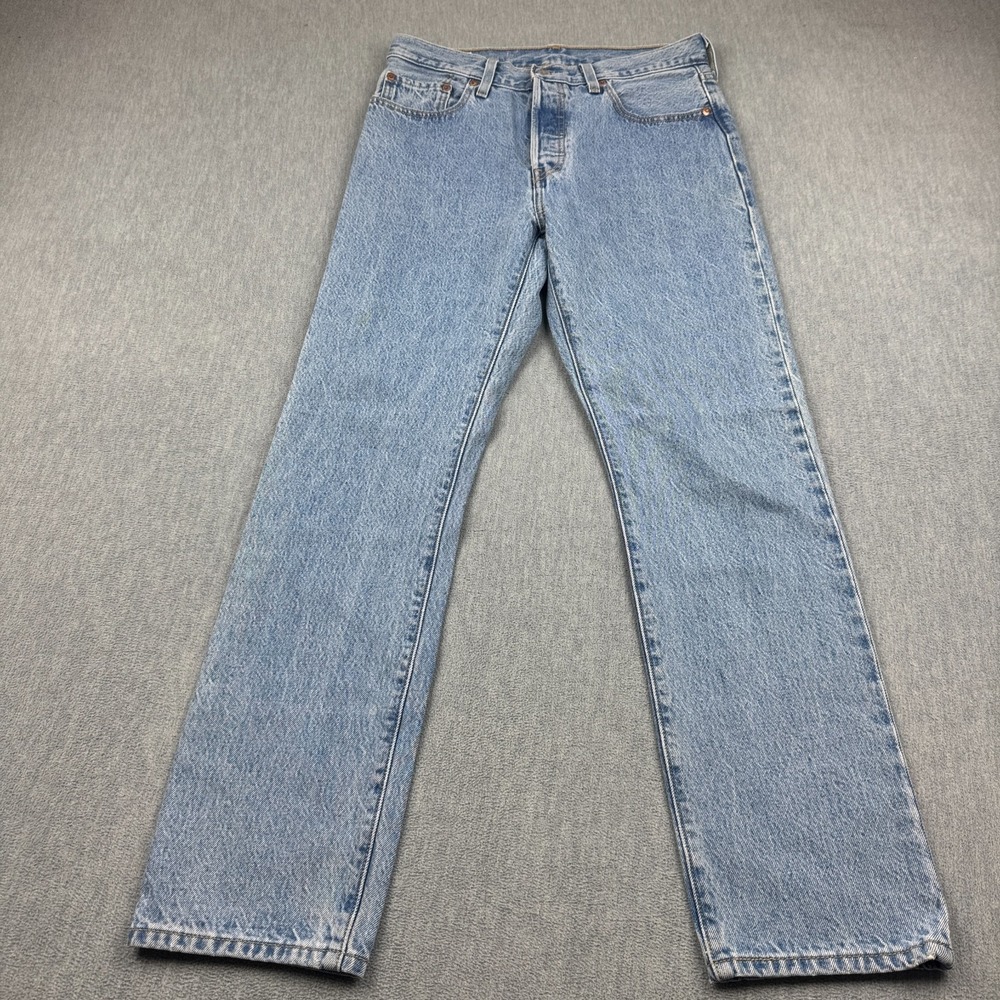 Levis 501 Jeans Womens 28x30 Blue Button Fly Straight Leg Classic Light Wash